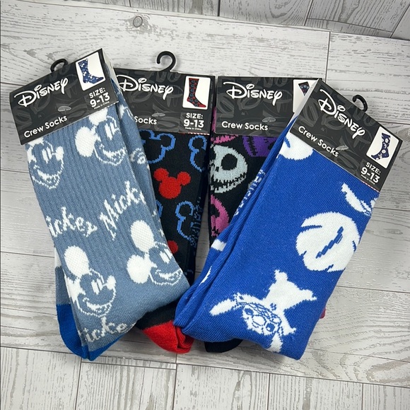 Disney Other - Disney Crew Socks - 2 Mickey Mouse, 1 Stitch, and 1 Nightmare Before Christmas